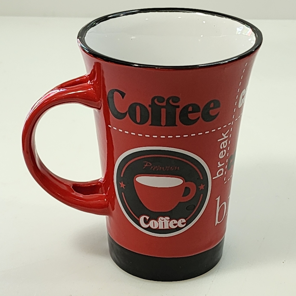 Red And White Ceramic‎ Cappuccino Cup Tea Coffee Mug 10 oz - Picture 10 of 15